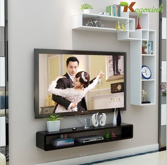 Bộ kệ trang trí gỗ sơn TV45